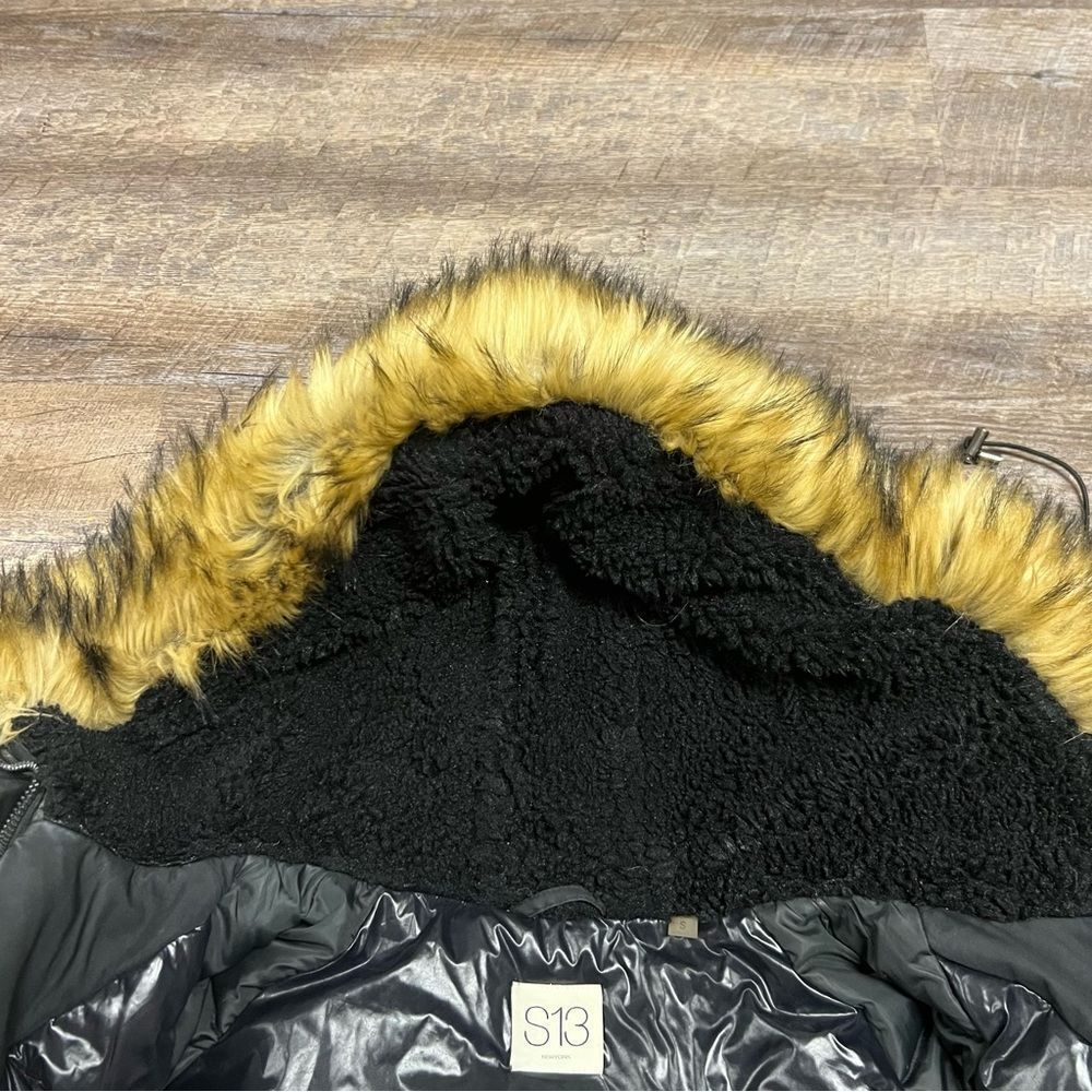 S13 New York Alpine Coat Womens Small Black Duck Down faux fur hood winter coat - Picture 10 of 16